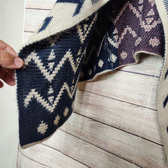 Anthropologie Srod Butterflies Aztec Print Waterfall Knit Open Cardigan Small - Picture 7 of 13
